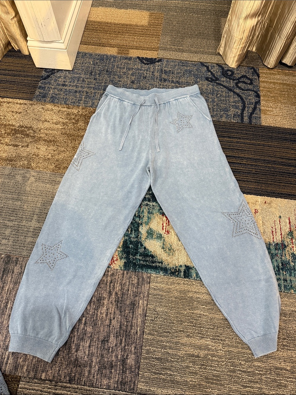 Brodie WSPR Cotton Light Blue Star Embellished Jogger Sweatpants